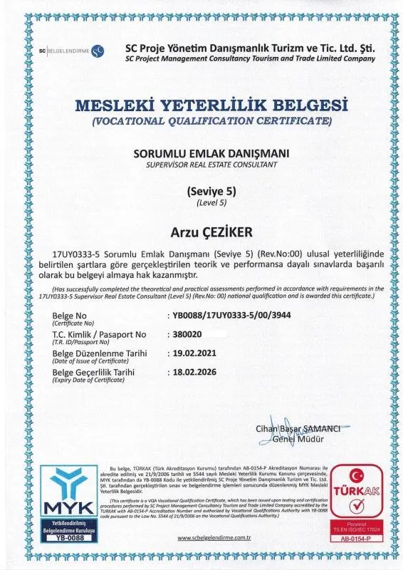 Sorumlu Emlak Danışmanı Mesleki Yeterlilik Belgesi — MYK onaylı